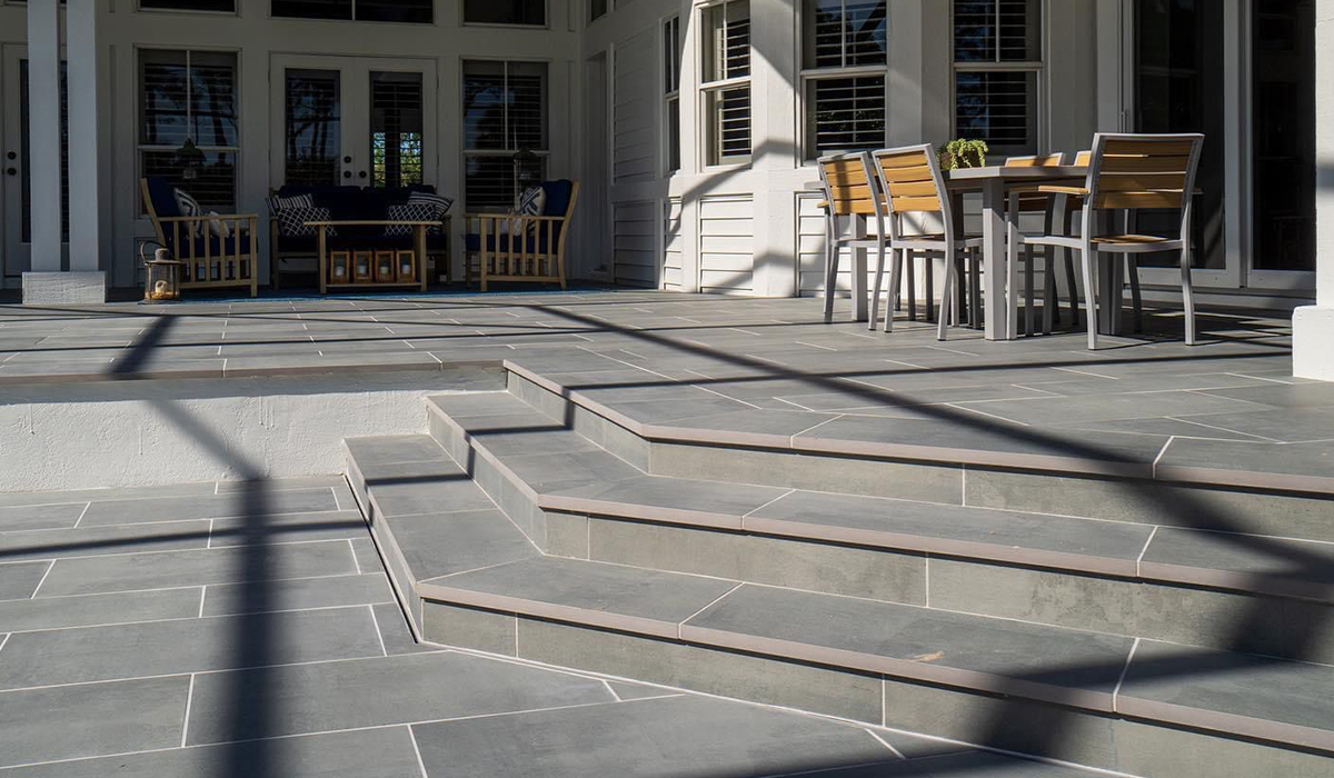 Silver Grey 3CM Porcelain Pavers installed in a Florida patio by EC Paver Solutions